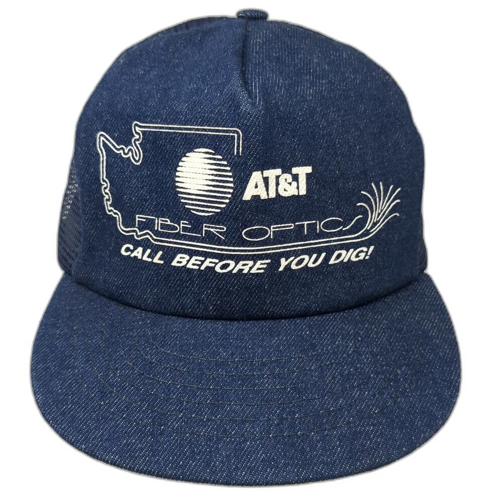 Royce AT&T Fiber Optics Washington Blue OS Trucker Hat Snapback Mesh USA Vintage